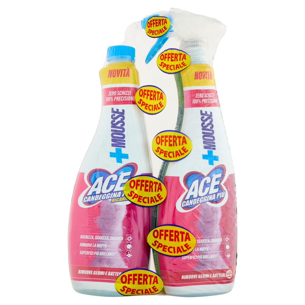 Ace Candeggina Pi&ugrave; +Mousse + Ricarica 2 x 690 ml