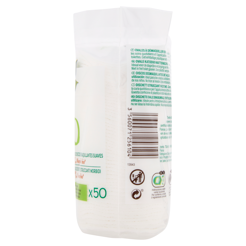 Carrefour Bio Soft Maxi Duo Dischetti Struccanti Morbidi 100% Cotone bio* 50 pz
