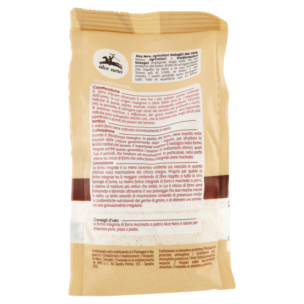 alce nero Farina di Farro Integrale Macinata a Pietra 500 g
