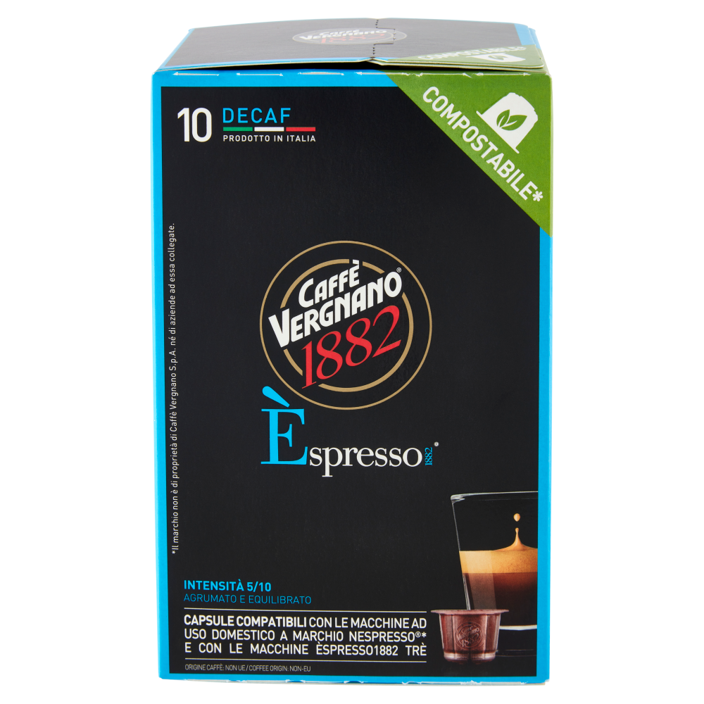 Caffè Vergnano 1882 Èspresso1882 Decaf Compostabile** Capsule Compatibili Nespresso* 10 x 5 g