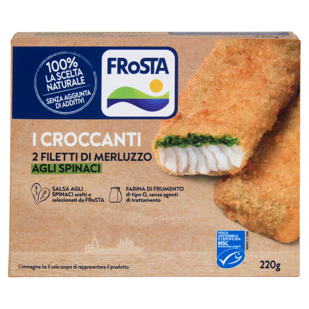 FRoSTA i Croccanti 2 Filetti di Merluzzo agli Spinaci 220 g