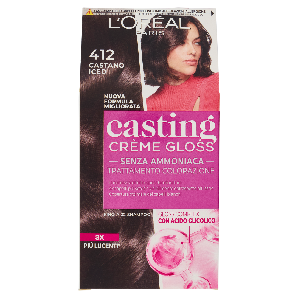 L'Oréal Paris casting Crème Gloss Trattamento Colorazione, 412 Castano Iced