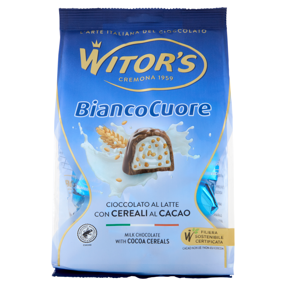 Witor's Bianco Cuore Cioccolato al Latte con Cereali al Cacao 200 g