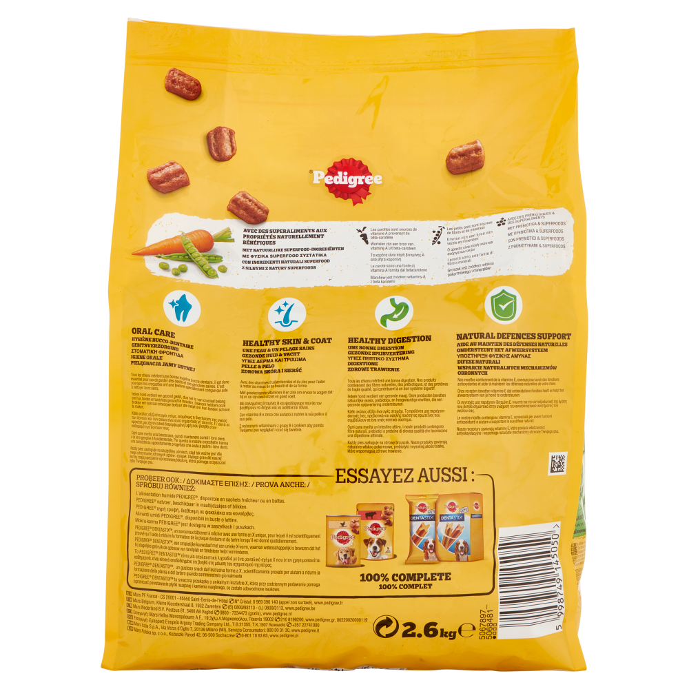Pedigree Cibo Secco Cane Adulto Manzo Verdure 2.6Kg