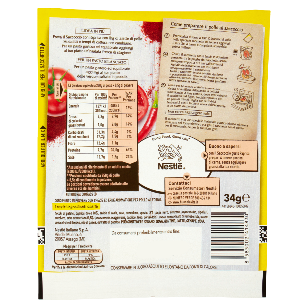 MAGGI il Saccoccio con Paprika Sacchetto e spezie per Pollo al Forno 1 pezzo 34 g