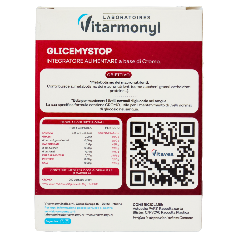 Laboratoires Vitarmonyl Glicemy Stop 30 Capsule 8,55 g