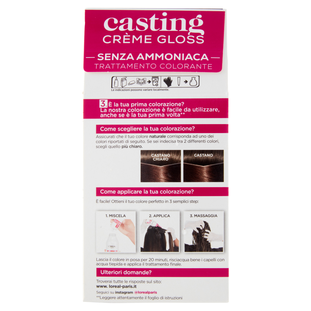 L'Or&eacute;al Paris Tinta Capelli Casting Creme Gloss, Senza Ammoniaca, 500 Castano Chiaro