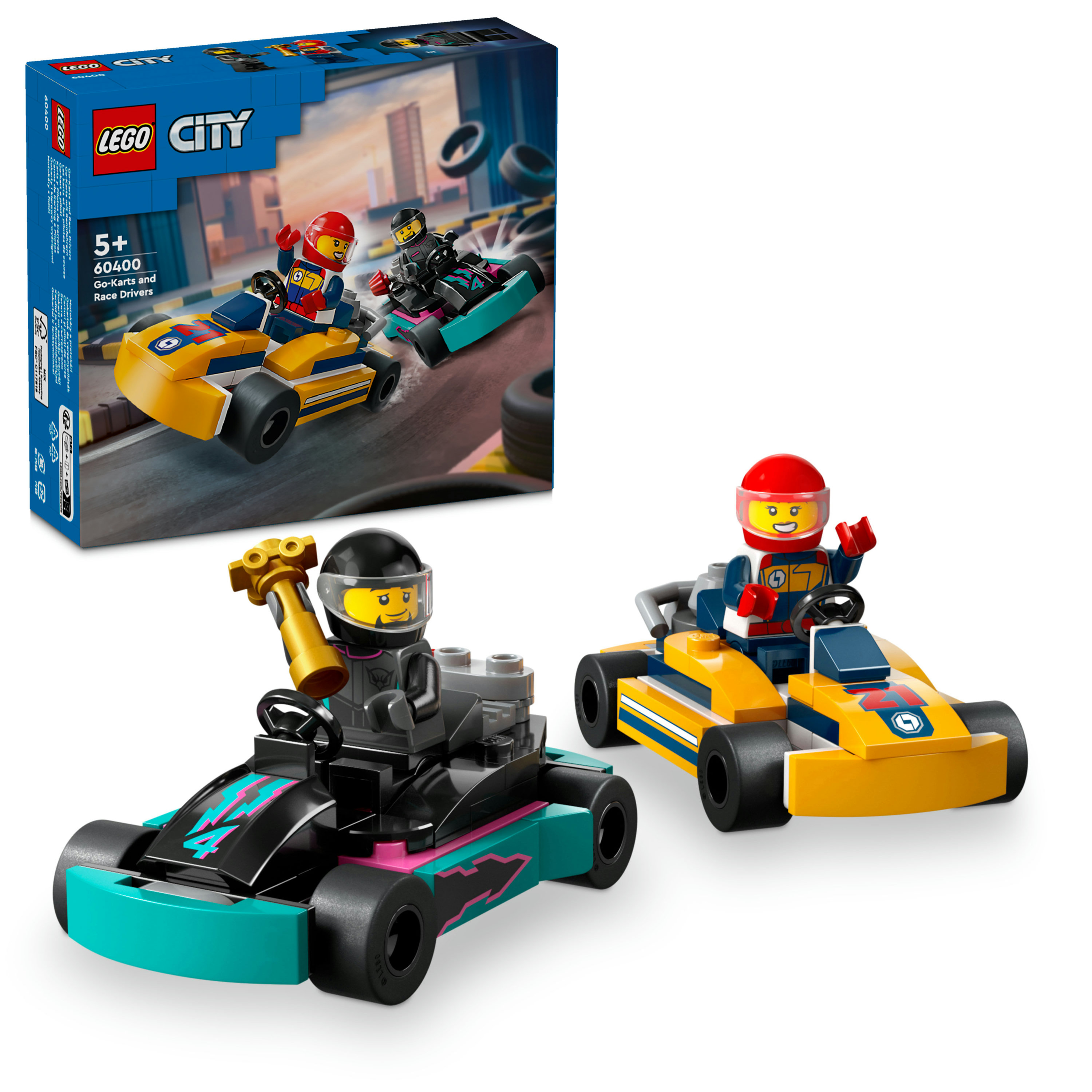 LEGO City 60400 Go-Kart e Piloti, Modellini da Costruire di Mini Go Kart da Corsa, Veicoli Giocattolo per Bambini di 5+ Anni