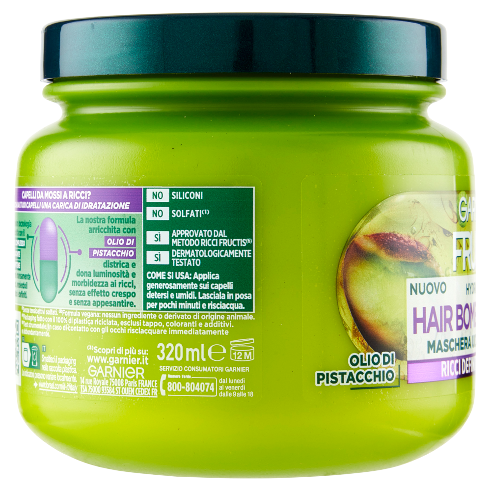 Garnier Fructis Hydra Ricci Hair Bomb Proteine, maschera ultra idratante 320 ml