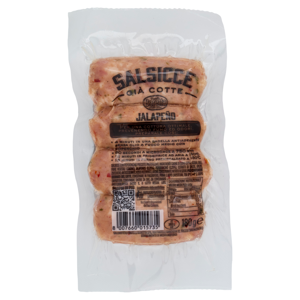 Fratelli Beretta Salsicce Già Cotte Puro Suino Jalapeño 180 g