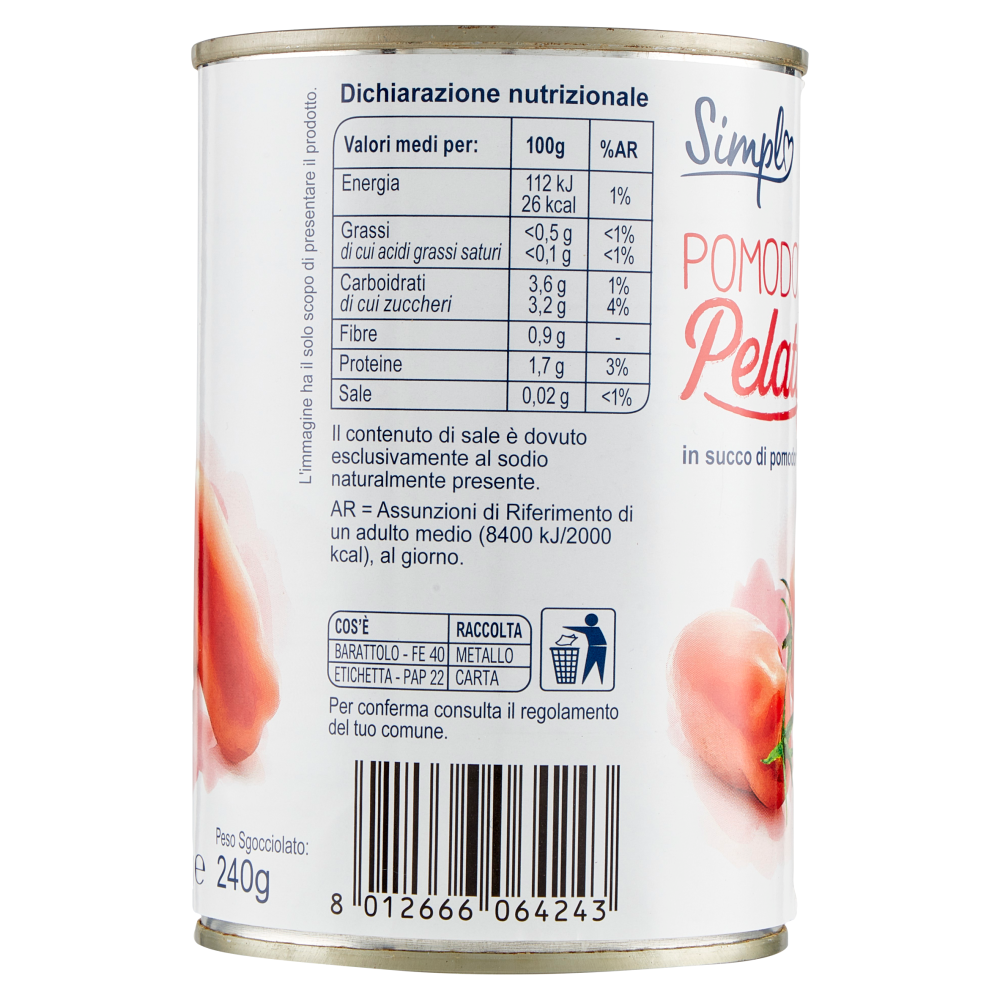 Simpl Pomodori Pelati in succo di pomodoro 400 g