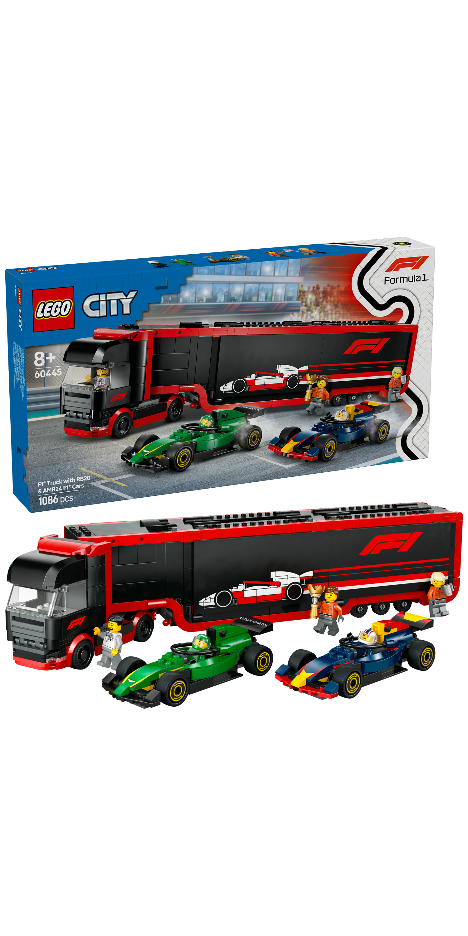 LEGO City Autotrasportatore F1® con monoposto RB20 e AMR24 F1®