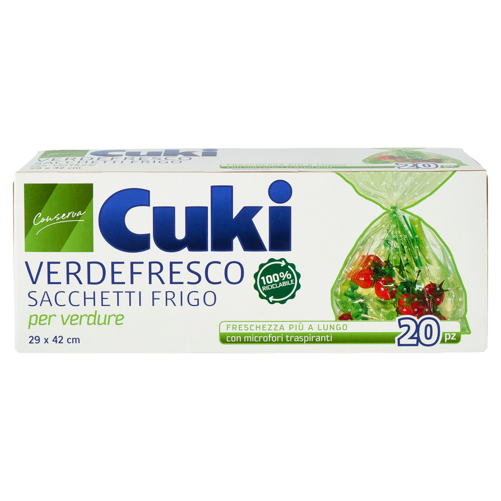 Cuki Conserva Verdefresco Sacchetti Frigo per verdure 29 x 42 cm 20 pz