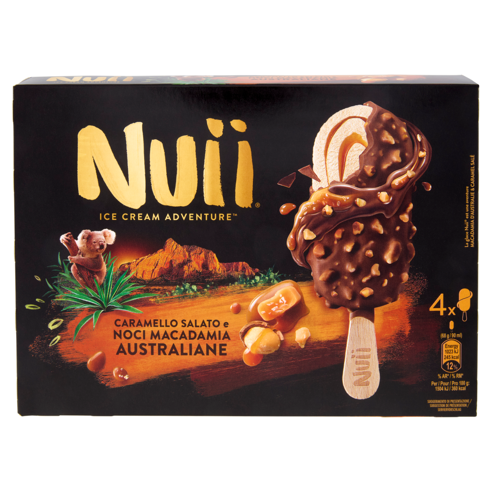 NUII Caramello Salato e Noci Macadamia Australiane 4x68g