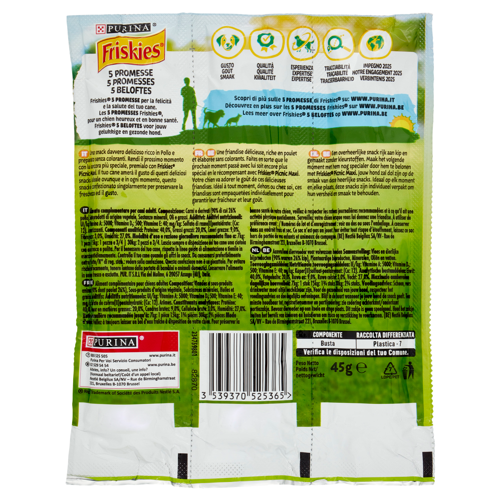 PURINA FRISKIES Picnic Maxi Pollo 3 snacks 45 g