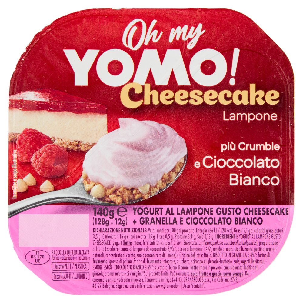 Oh my Yomo! Cheesecake Lampone più Crumble e Cioccolato Bianco 140 g