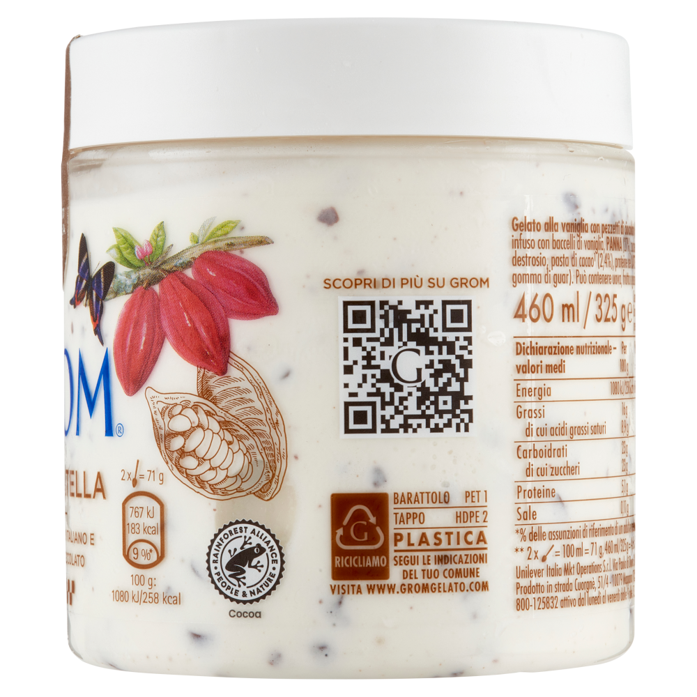 Grom Stracciatella con Latte Fresco Italiano e Pezzetti di Cioccolato 325 g