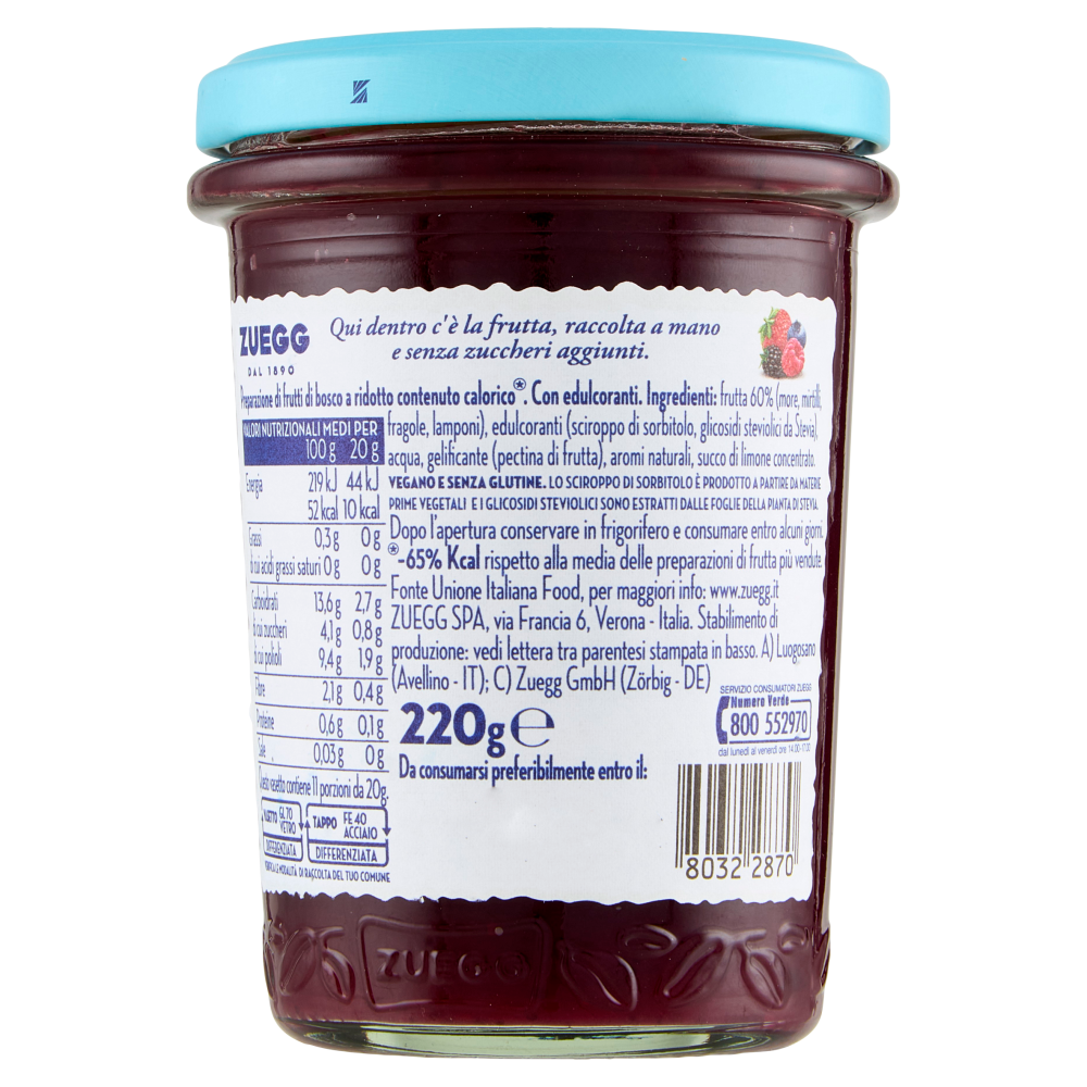 Zuegg Zero Zuccheri Aggiunti* Frutti di Bosco 220 g