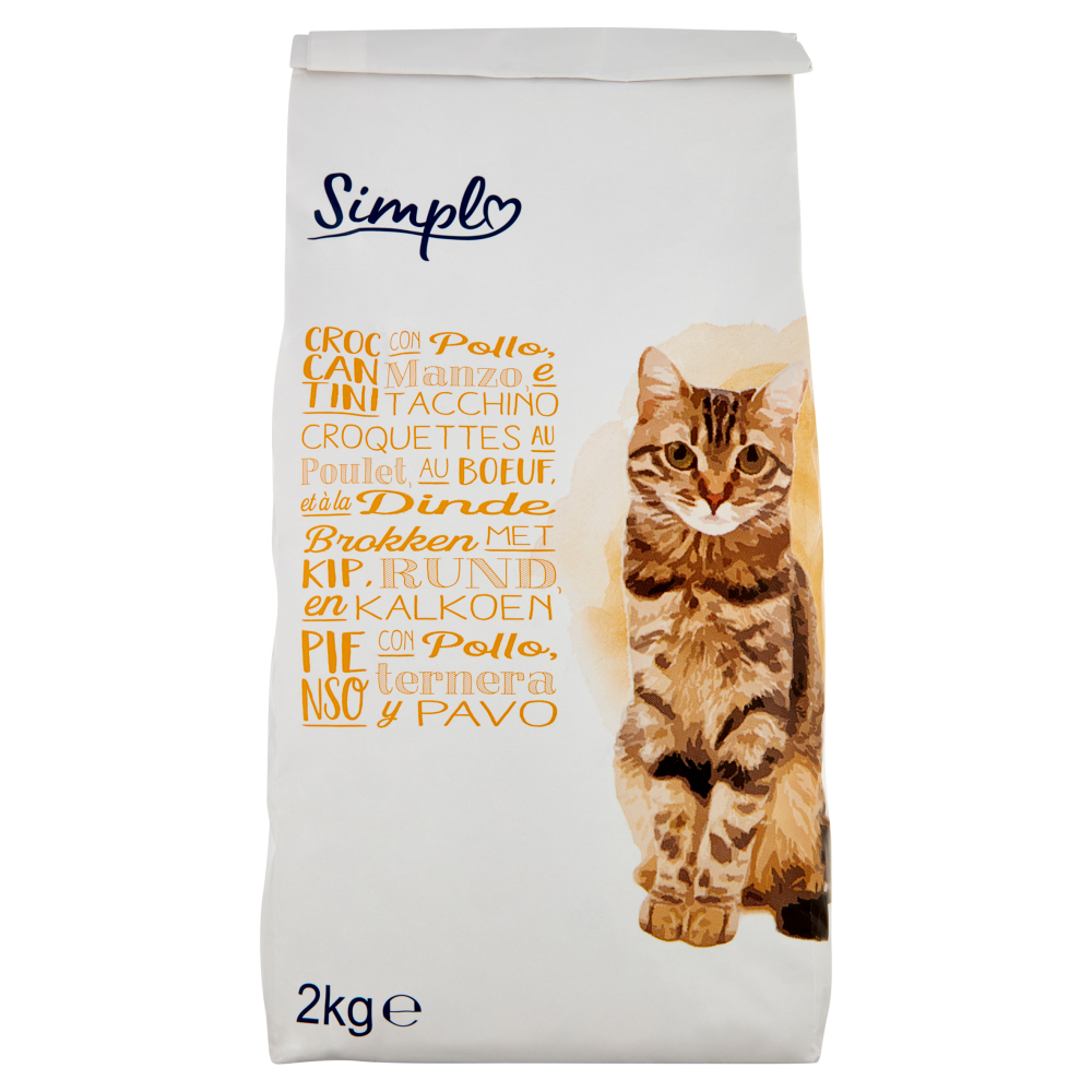 Croccantini con pollo, con manzo con fegato e con tacchino per gatti 2 kg