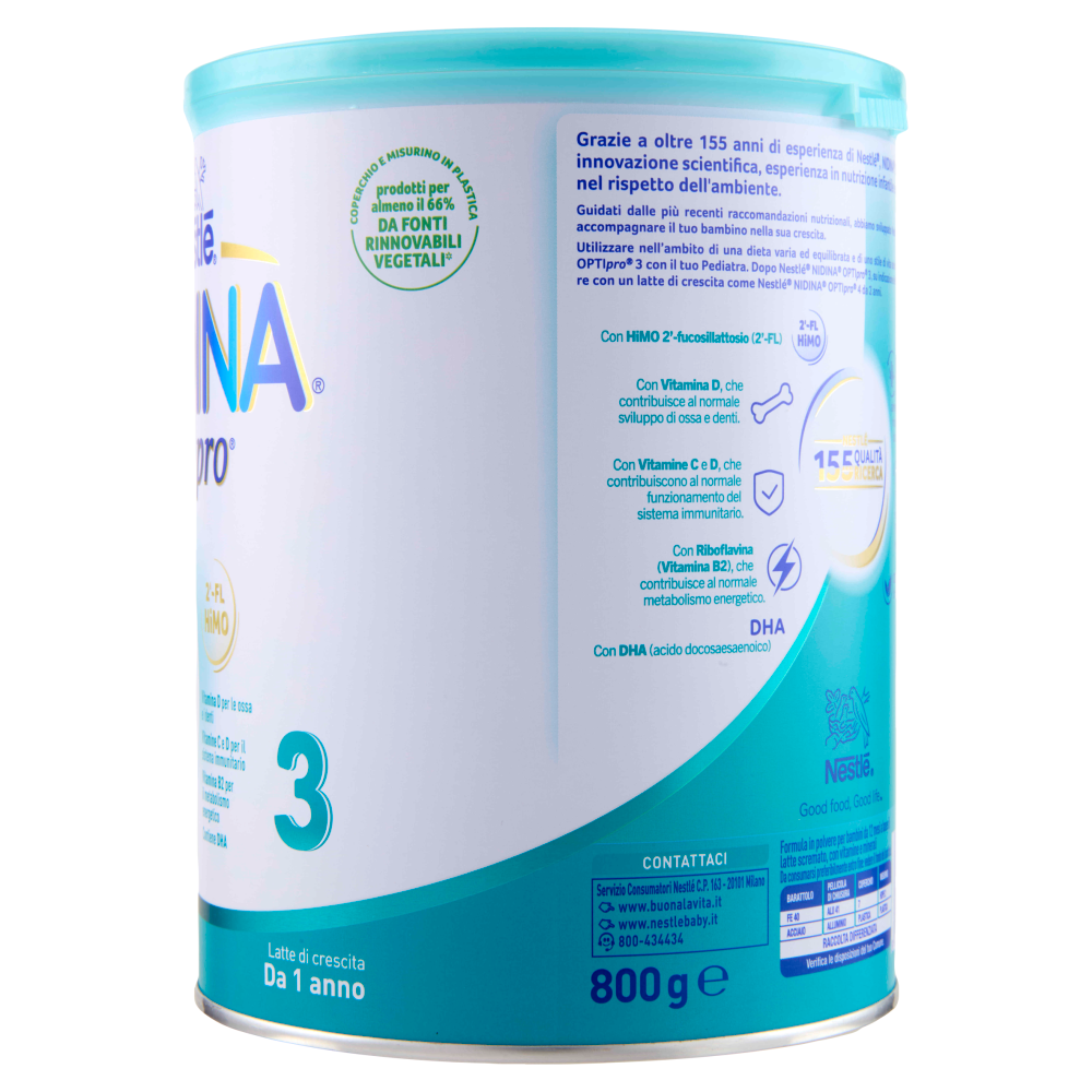 NESTLÉ NIDINA Optipro 3 Latte di crescita in polvere per bambini da 1 anno Latta 800g