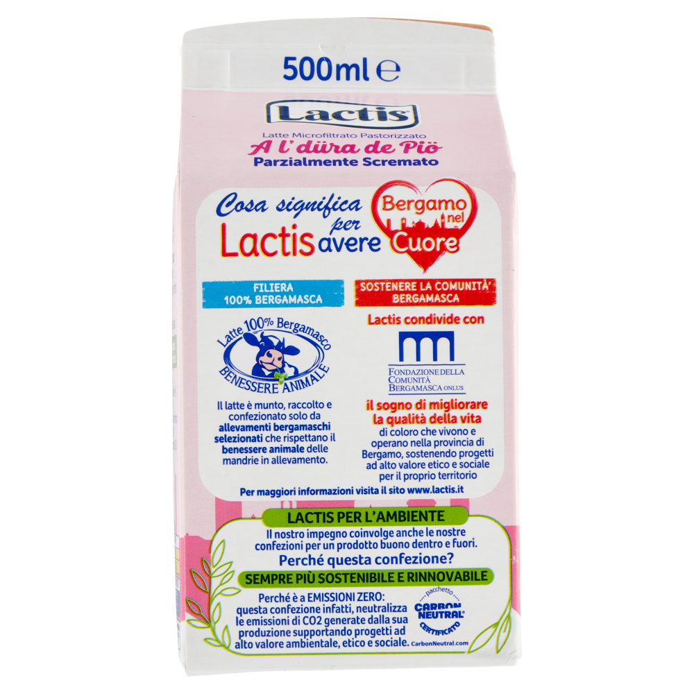Lactis Latte Bergamasco Microfiltrato Pastorizzato A l'd&uuml;ra de Pi&ouml; Parzialmente Scremato 500 ml