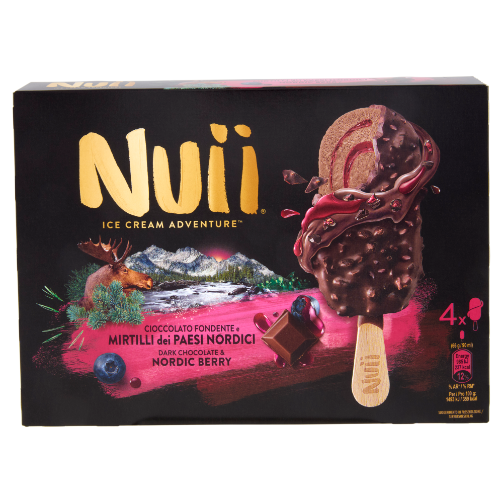 NUII Cioccolato Fondente e Mirtilli dei Paesi Nordici 4x66g