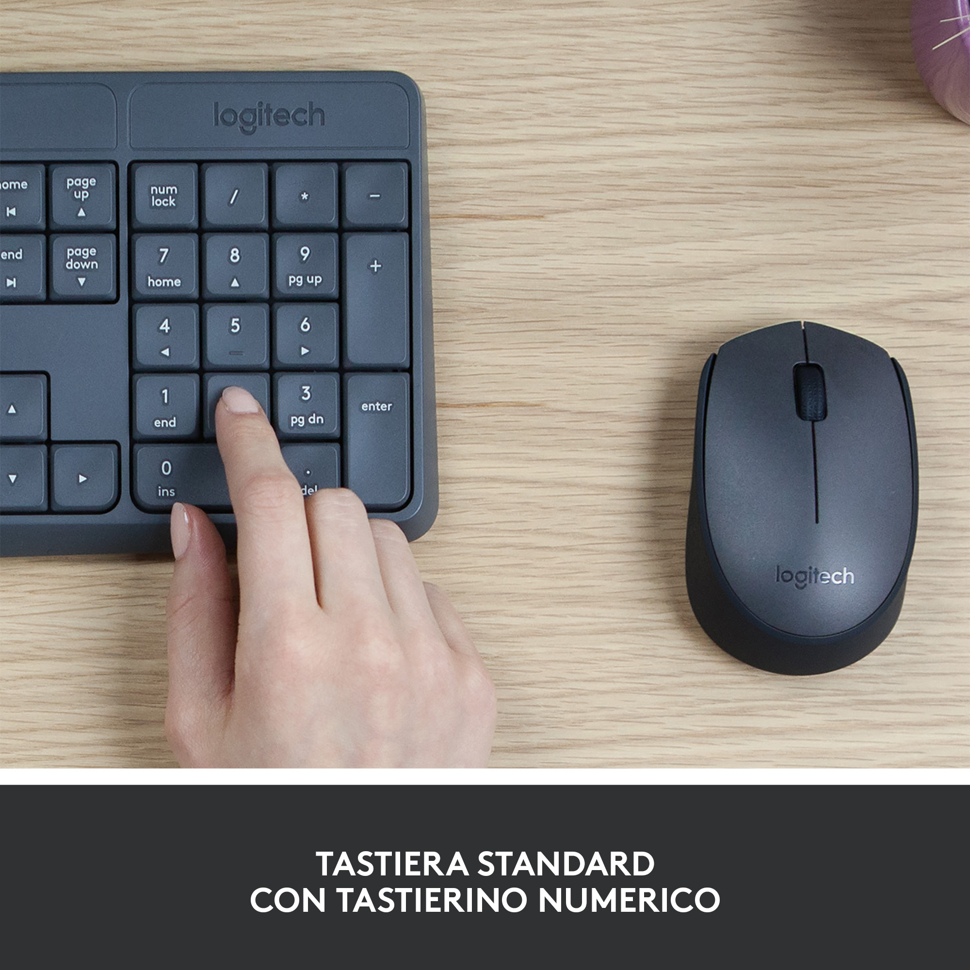 Kit Tastiera E Mouse Wireless Logitech MK235 - Layout QWERTZ, Nero, Batteria Fino A 3 Anni