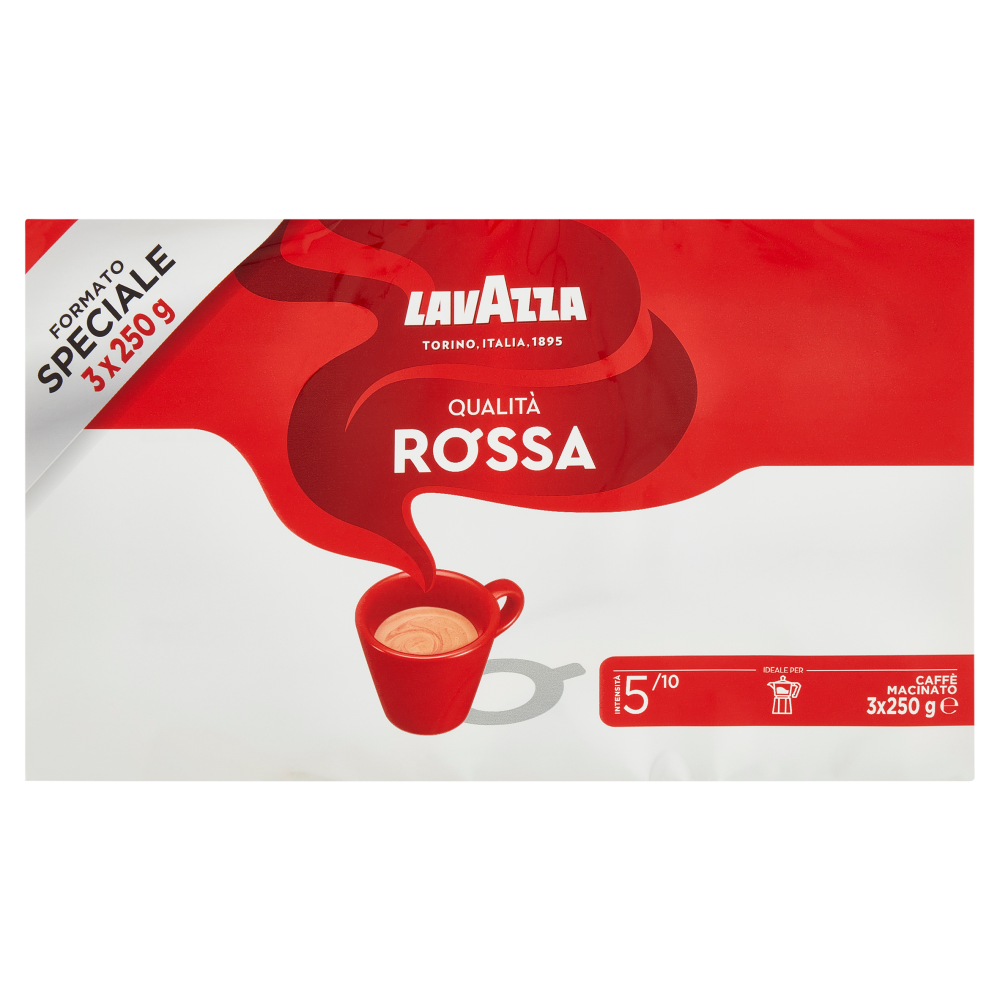 Lavazza Qualit&agrave; Rossa Caff&egrave; Macinato 3 x 250 g