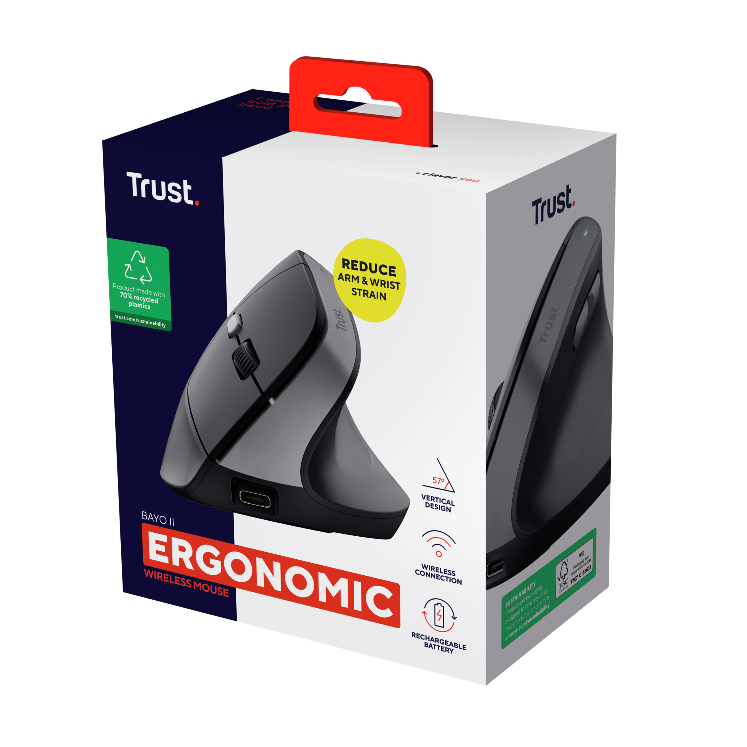 Trust Bayo II mouse Medico Mano destra RF Wireless Ottico 2400 DPI