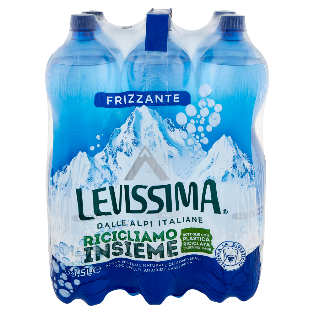 LEVISSIMA, Acqua Frizzante R-PET 25% 6 x 1,5 L