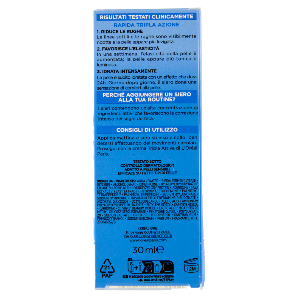 L'Or&eacute;al Paris Collagen Expert Siero Anti-Et&agrave; 5% Glicerina + Peptidi di collagene, 30 ml