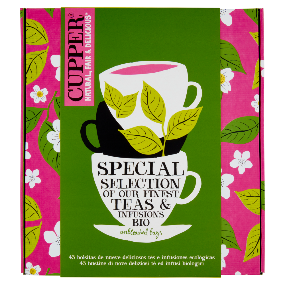 CUPPER Collection Tè e Tisane Bio Fairtrade Cofanetto Assortito di 9 Tè e Infusi, 45 bustine 86,75 g