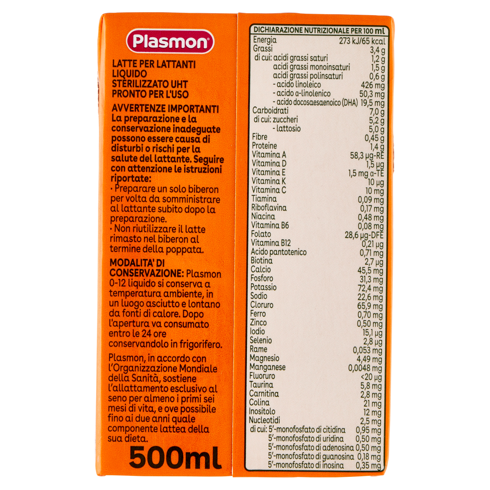 Plasmon Latte per Lattanti 0-12 500 ml