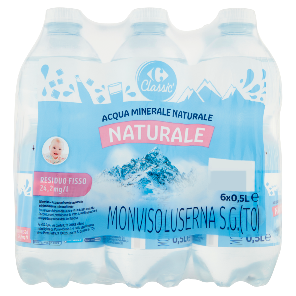 Carrefour Classic Naturale Acqua Minerale Naturale Monviso 6 x 0,5 L