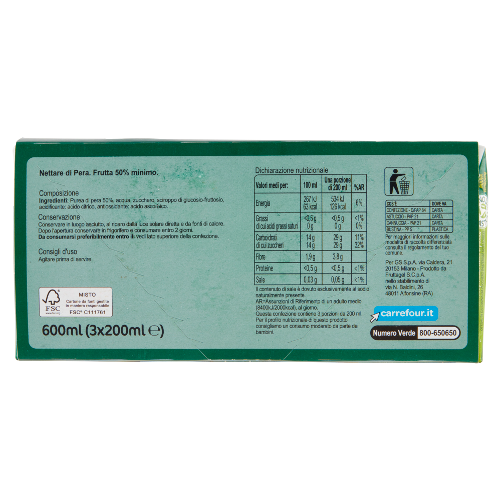 Carrefour Classic Nettare Pera 3 x 200 ml