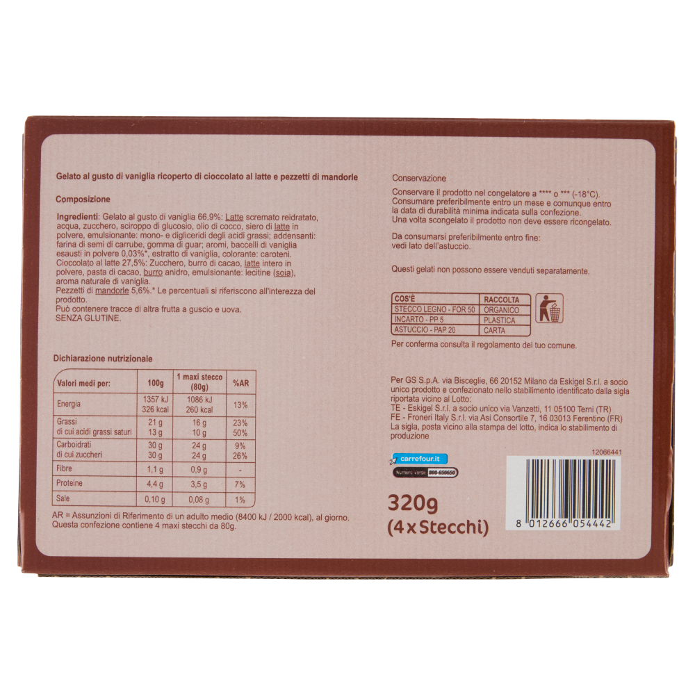 Carrefour Extra Maxi Stecco Mandorlato 4 x 80 g