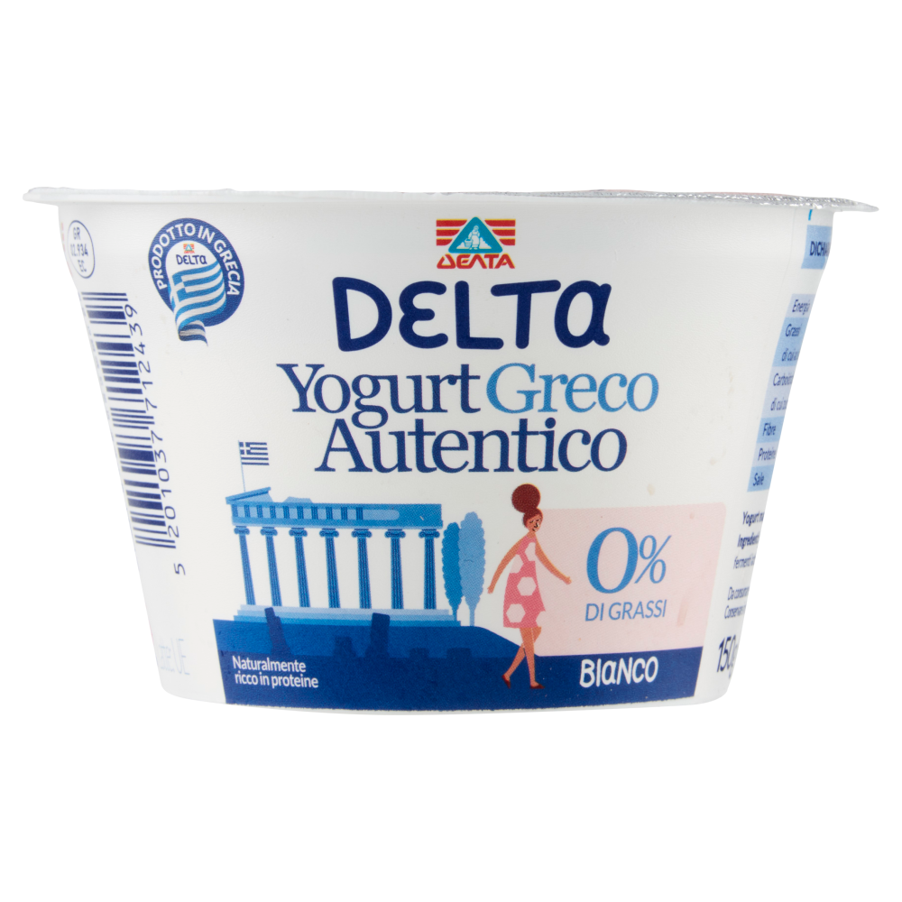 Delta Yogurt Greco Autentico 0% di Grassi Bianco 150 g