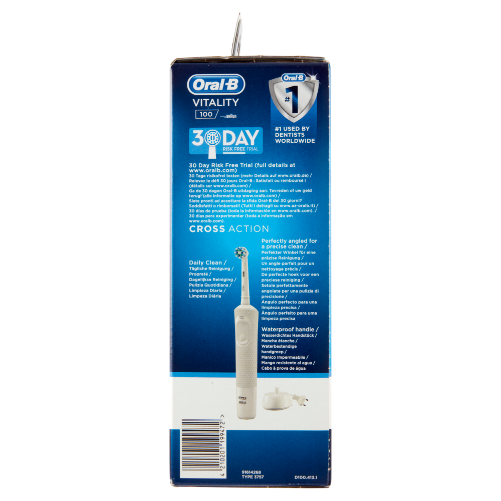 Oral-B Power Spazzolino Elettrico Ricaricabile Vitality 100 Cross Action Bianco