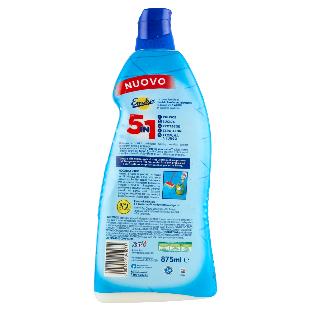 Emulsio LavaIncera Igienizzante 5in1 Bergamotto e Peonia 875 ml