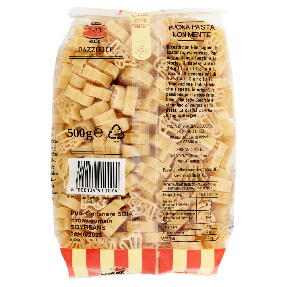 Garofalo La Giostra Dei Bambini Pazzielle No. 2-33 Pasta di Semola Biologica di Grano Duro 500 g