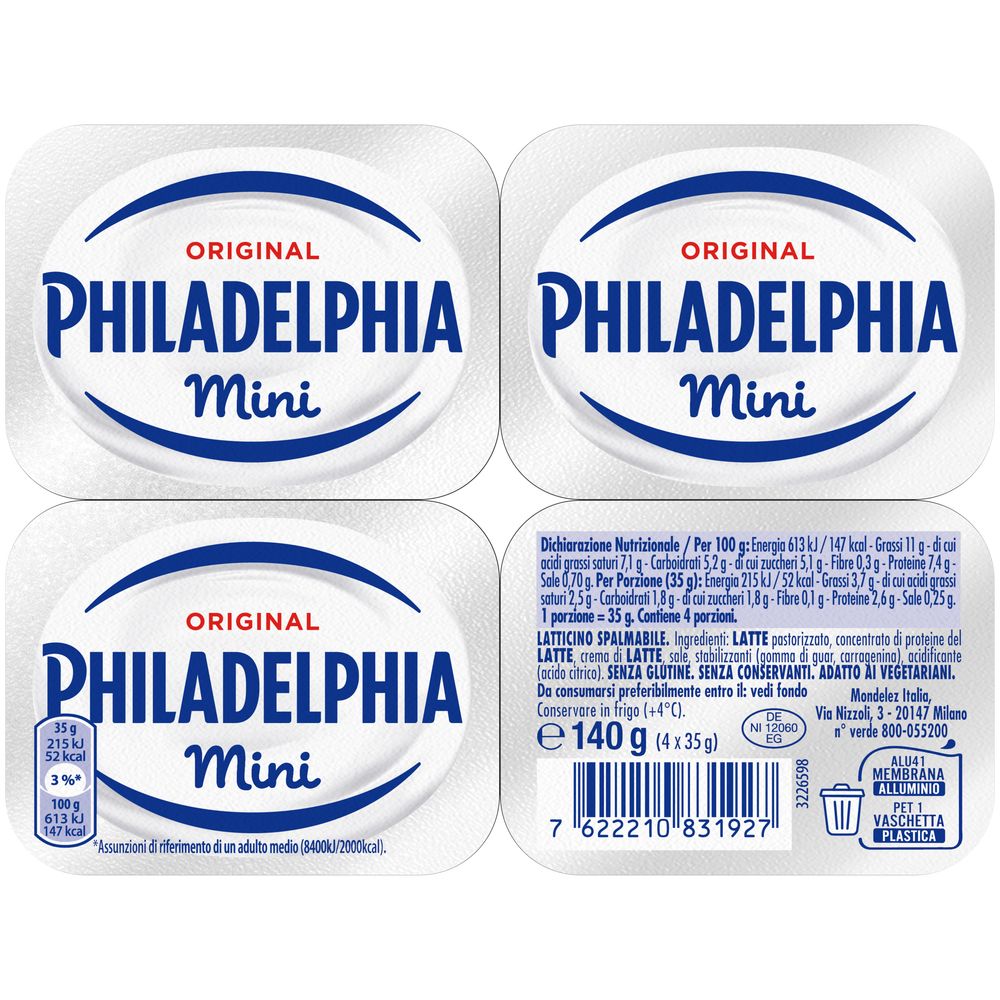 Philadelphia Original Formaggio Fresco cremoso 4 Mini Vaschette da 35g