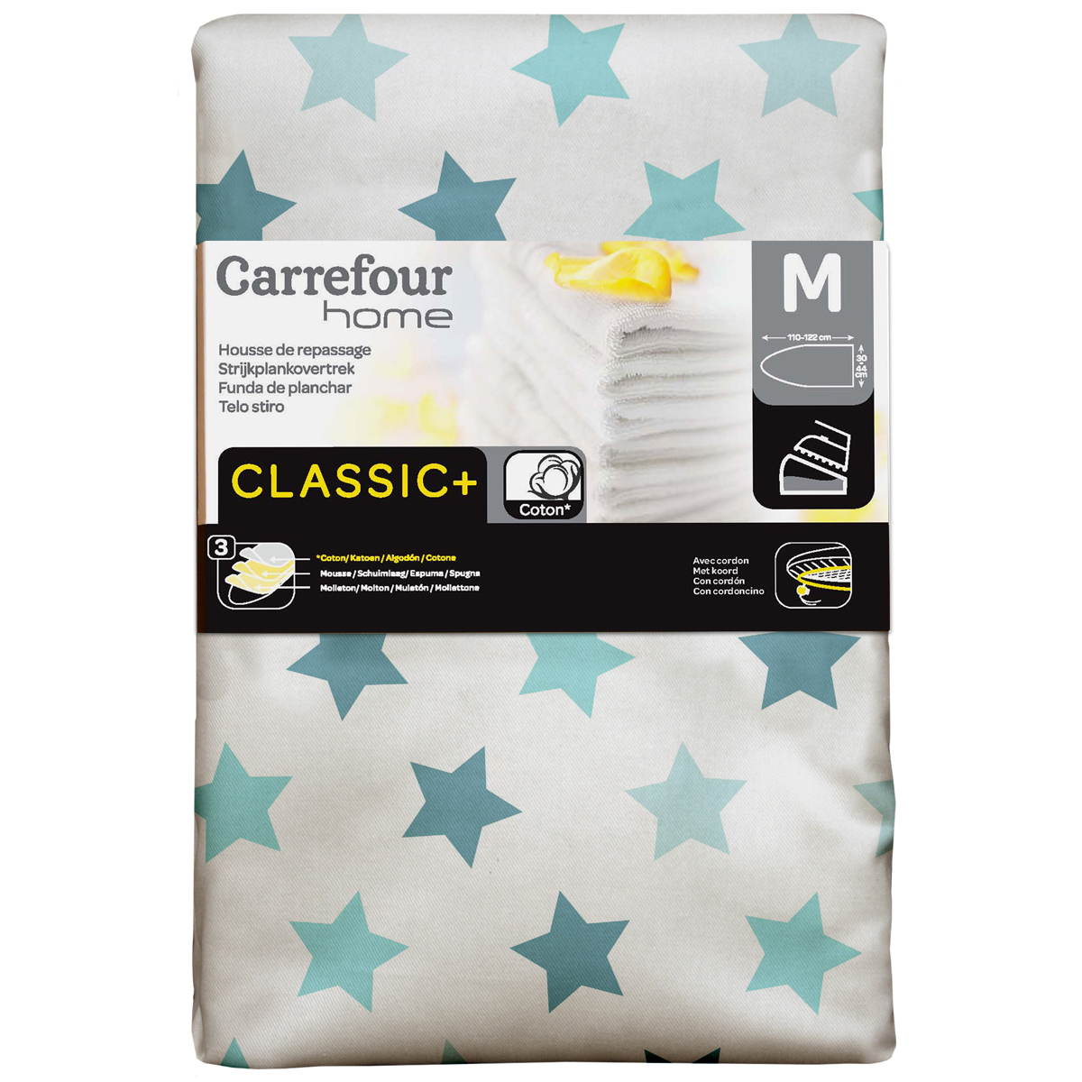 Carrefour Home 97464 rivestimento per asse da stiro Cotone, Tessuto, Tessuto felpato Multicolore