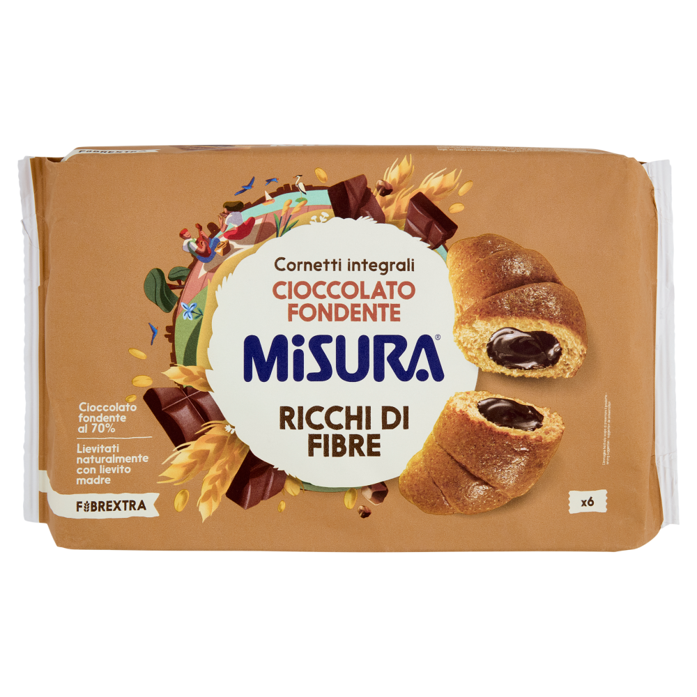 Misura Fibrextra 6 Cornetti integrali Cioccolato Fondente 308 g