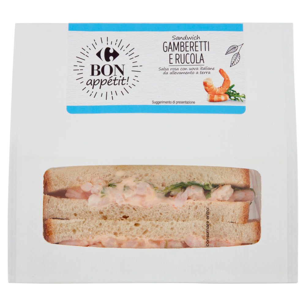 Carrefour Bon app&eacute;tit! Sandwich Gamberetti e Rucola 2 Sandwiches 165 g