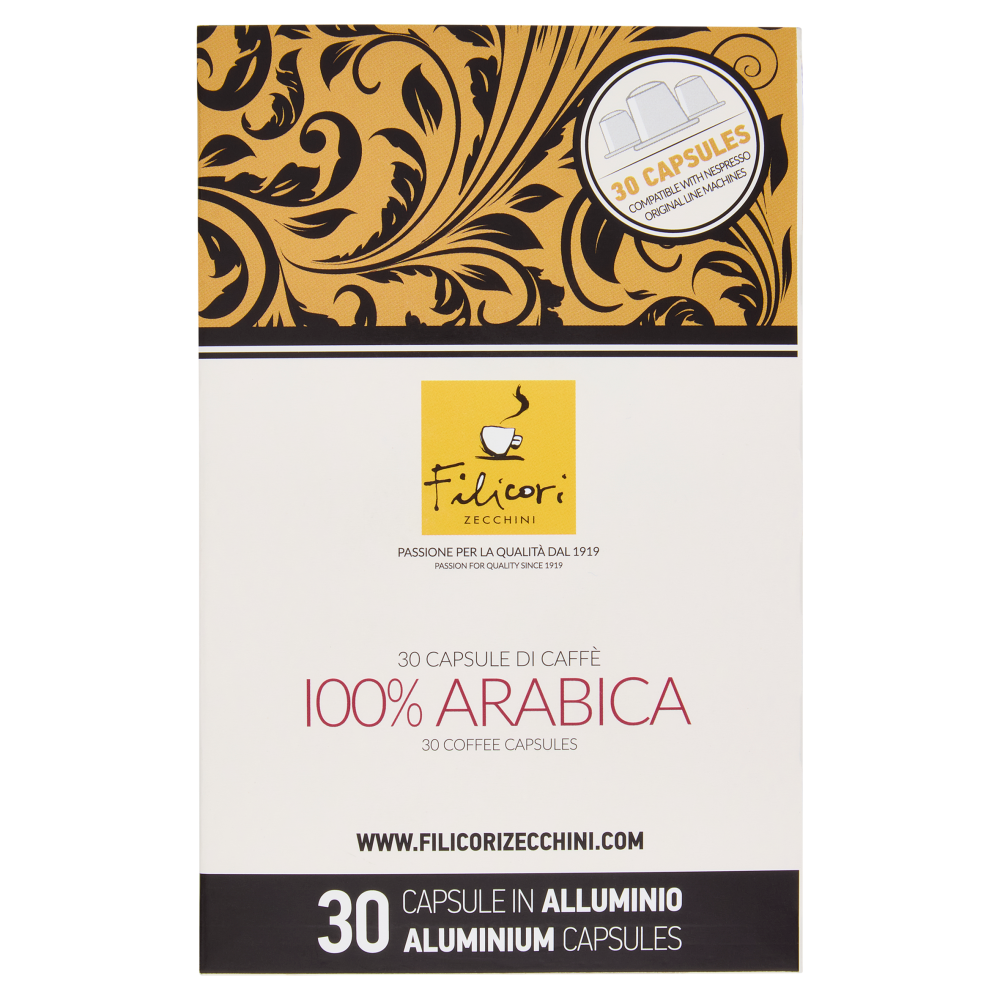 Filicori Zecchini 30 Capsule di Caff&egrave; 100% Arabica Compatibili con Nespresso Original Line 30 x 5,5g