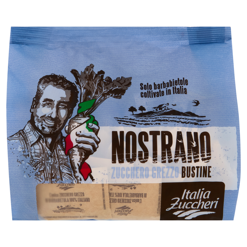 Italia Zuccheri Nostrano - Bustine di zucchero grezzo di barbabietola 100% Italiano - 500g
