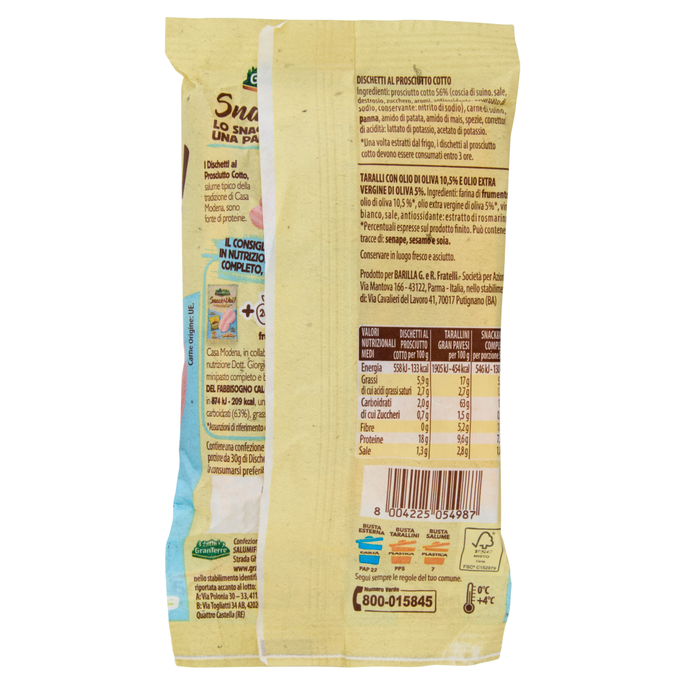 Casa Modena Snack & Vai! Dischetti al Prosciutto Cotto e Tarallini Gran Pavesi 50 g