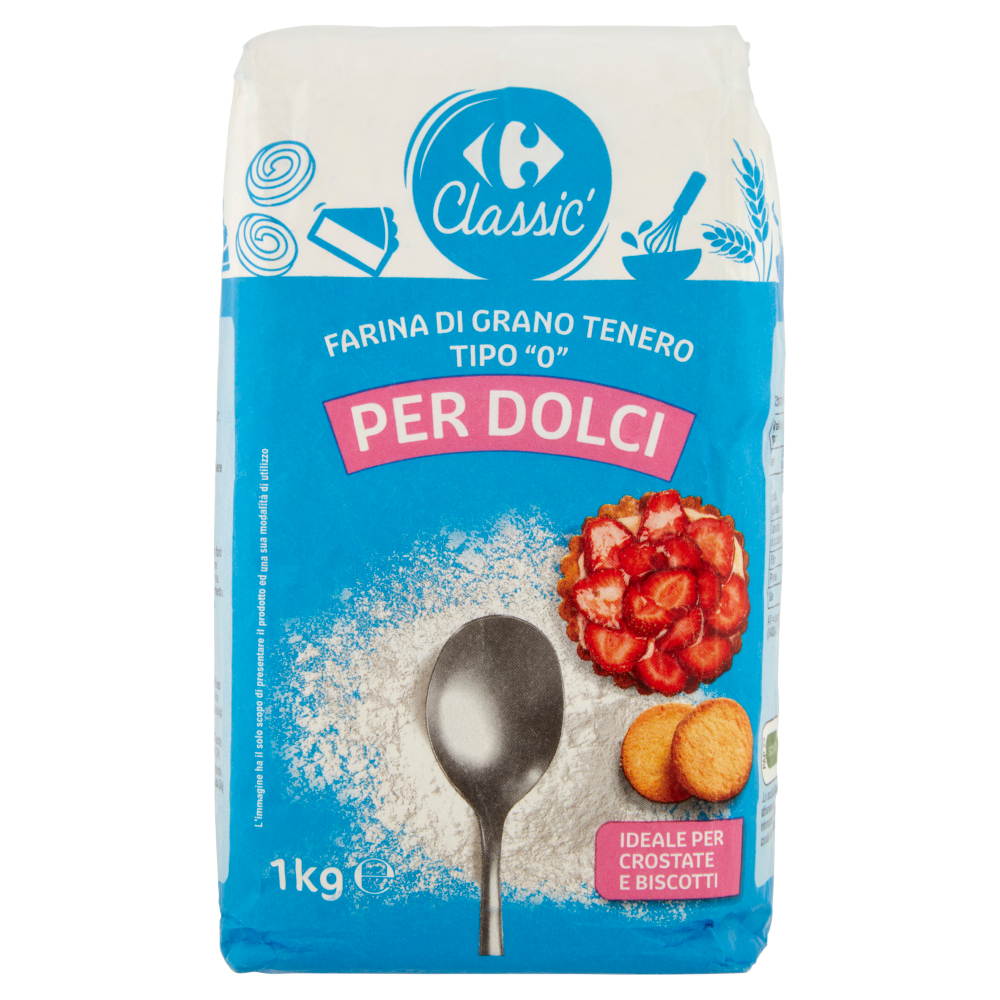 Carrefour Classic Farina di Grano Tenero Tipo "0" per Dolci 1 kg