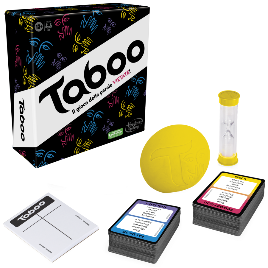 Hasbro Gaming Taboo, gioco da tavolo, giochi con parole da indovinare per adulti e adolescenti dai 13 anni in su, giochi per le feste per 4 o più giocatori