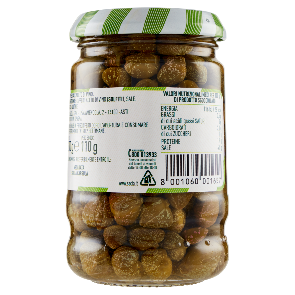 Sacl&agrave; Capperi all'Aceto di Vino 200 g